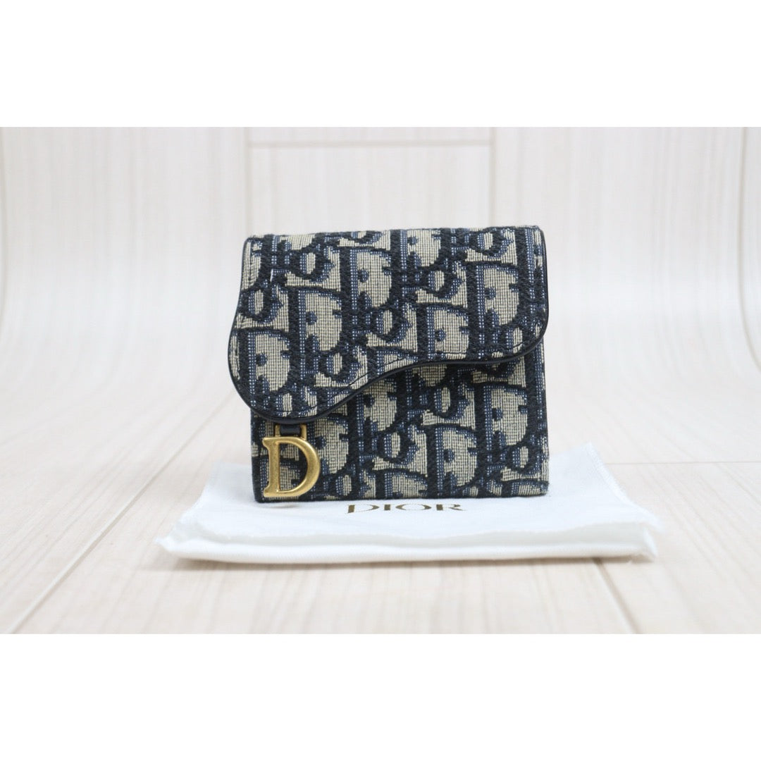 Include Entrupy Certificate of Authenticity｜Very Good ( Rank A)｜Dior Trotter Montaige  Oblique Saddle Lotus Wallet ｜26092401