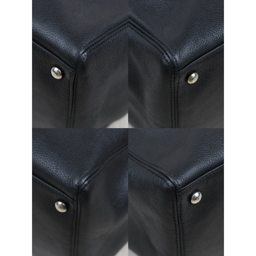 Good ( Rank AB) ｜CHANEL Calf Leather Cerf Tote Shoulder Bag Black Made in 2008-2009Year｜25090401