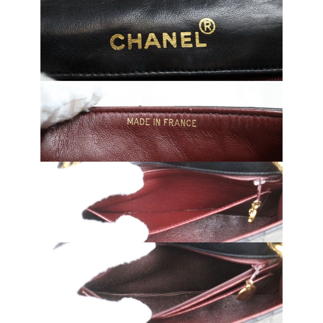 Include Entrupy Certificate of Authenticity｜Good ( Rank AB)｜ CHANEL  Lamb Skin Mini Diana  Chain Shoulder Bag Made in 1989-1991Year｜26051305