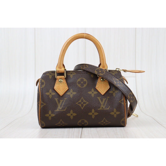 Rank AB ｜ LV Monogram Mini Speedy Handbag With Shoulder Strap｜23121913