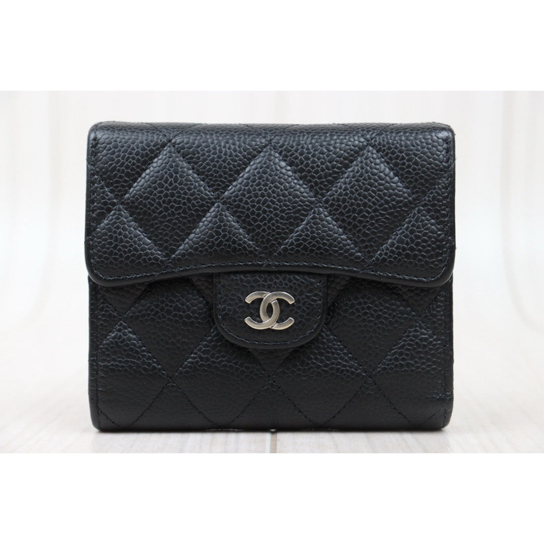 Good ( Rank AB)｜CHANEL Caviar Skin Leather Calf Leather  Wallet Black Made In 2018 Year｜S25021020