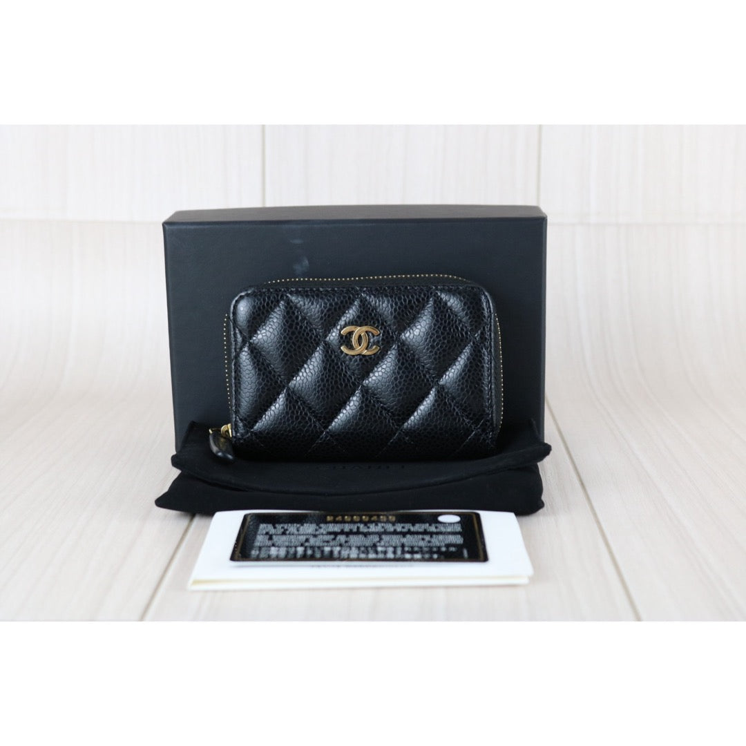 Very Good ( Rank A) ｜CHANEL Caviar Skin Calf Leather Coin Purse Black Made In 2017~2018 Year｜X25060310