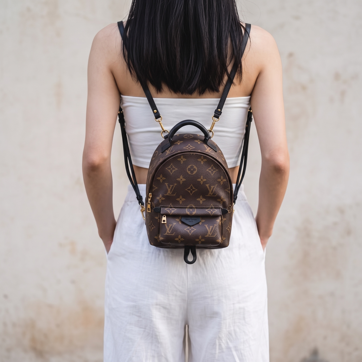 Include Entrupy Certificate of Authenticity｜Very Good ( Rank A)｜  Louis Vuitton Monogram Coated Canvas Mini Palm Springs Backpack ｜S26080601