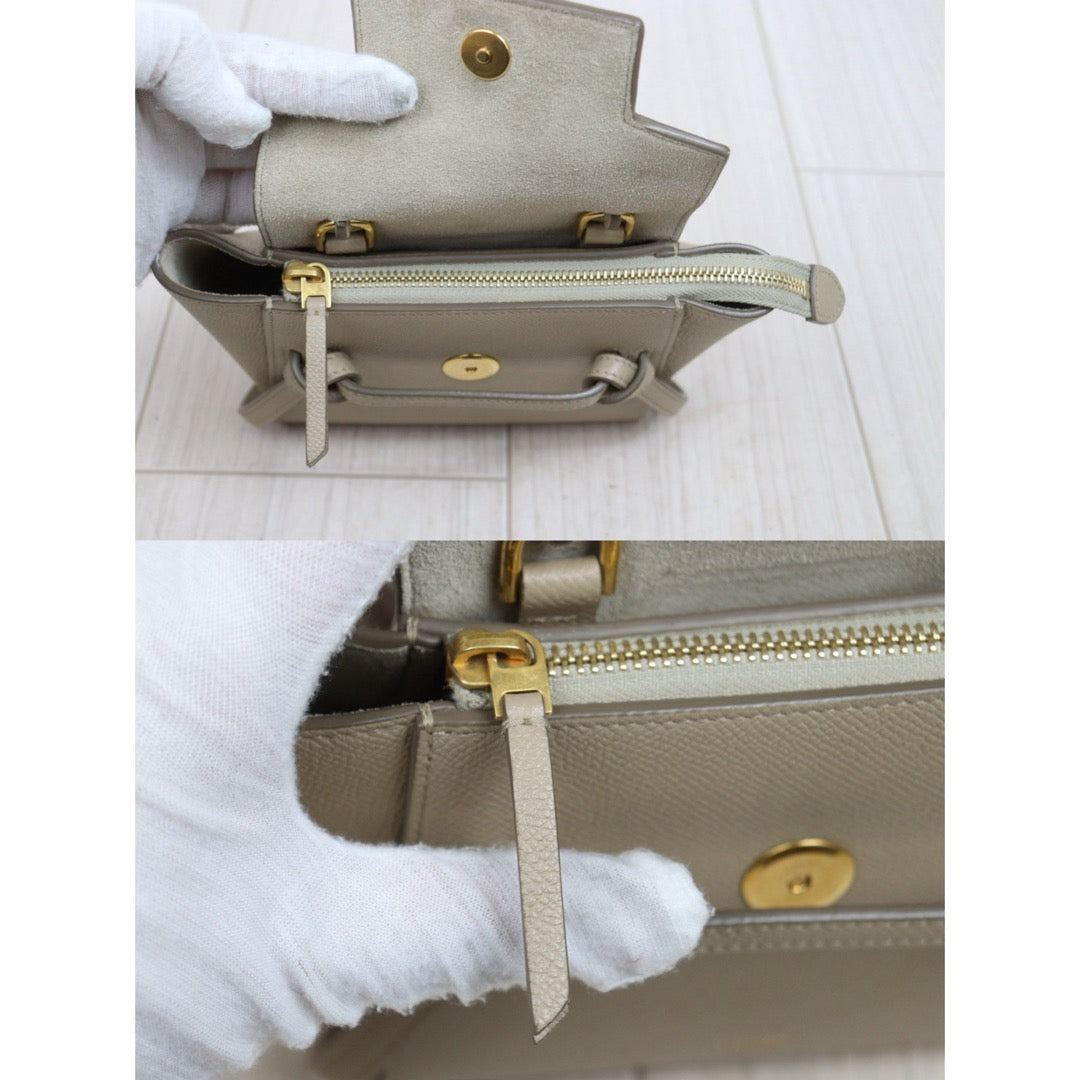 Include Entrupy Certificate of Authenticity｜Very Good ( Rank A)｜CELINE Calf Leather Belt Pico Handbag Shoulder Bag Beige｜S26031514