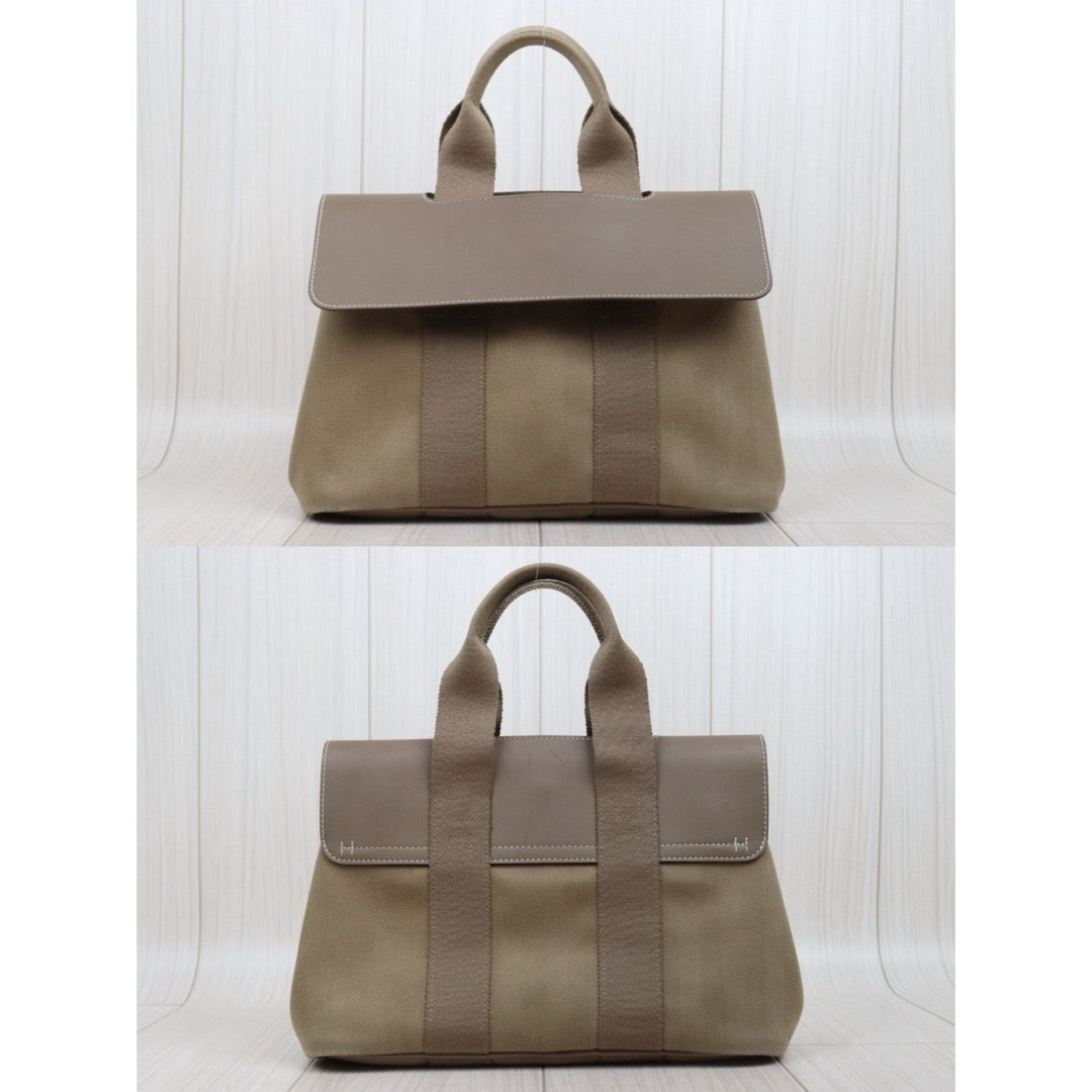Good ( Rank AB)｜ HERMES Valparaiso Canvas Milk Tea Brown HandBag With Pouch PM｜25102004