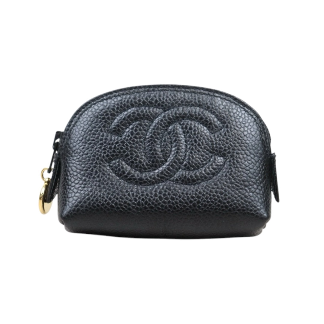 Very Good ( Rank A) ｜CHANEL Caviar Skin Mini Coin Case Purse Black Made in 1994-1996 Year｜25020617
