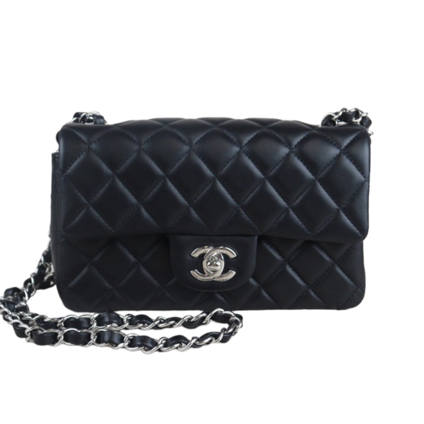 Rank N｜ CHANEL Mini Matelasse Lamb Leather Chain Shoulder Bag Black Silver Hardware ｜23091104