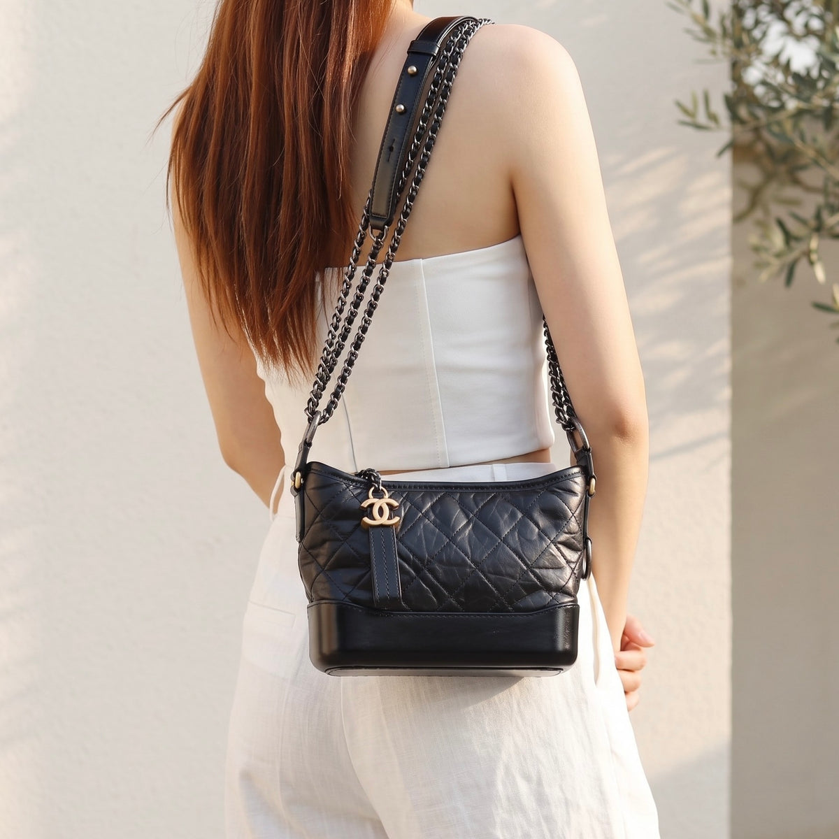 Include Entrupy Certificate of Authenticity｜Very Good ( Rank A) ｜CHANEL PM Gabrielle Calf Leather Shoulder Bag Black Made In 2019-2020Year｜Z26091503