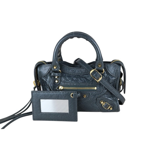 Good ( Rank AB)｜Balenciaga nano classic city Shoulder Bag Grey Golden Hardware｜S25070702