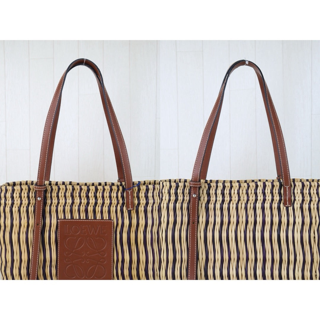 Include Entrupy Certificate of Authenticity｜Good ( Rank AB)｜ LOEWE Straw  Basket Handbag Shoulder Bag ｜S26060117