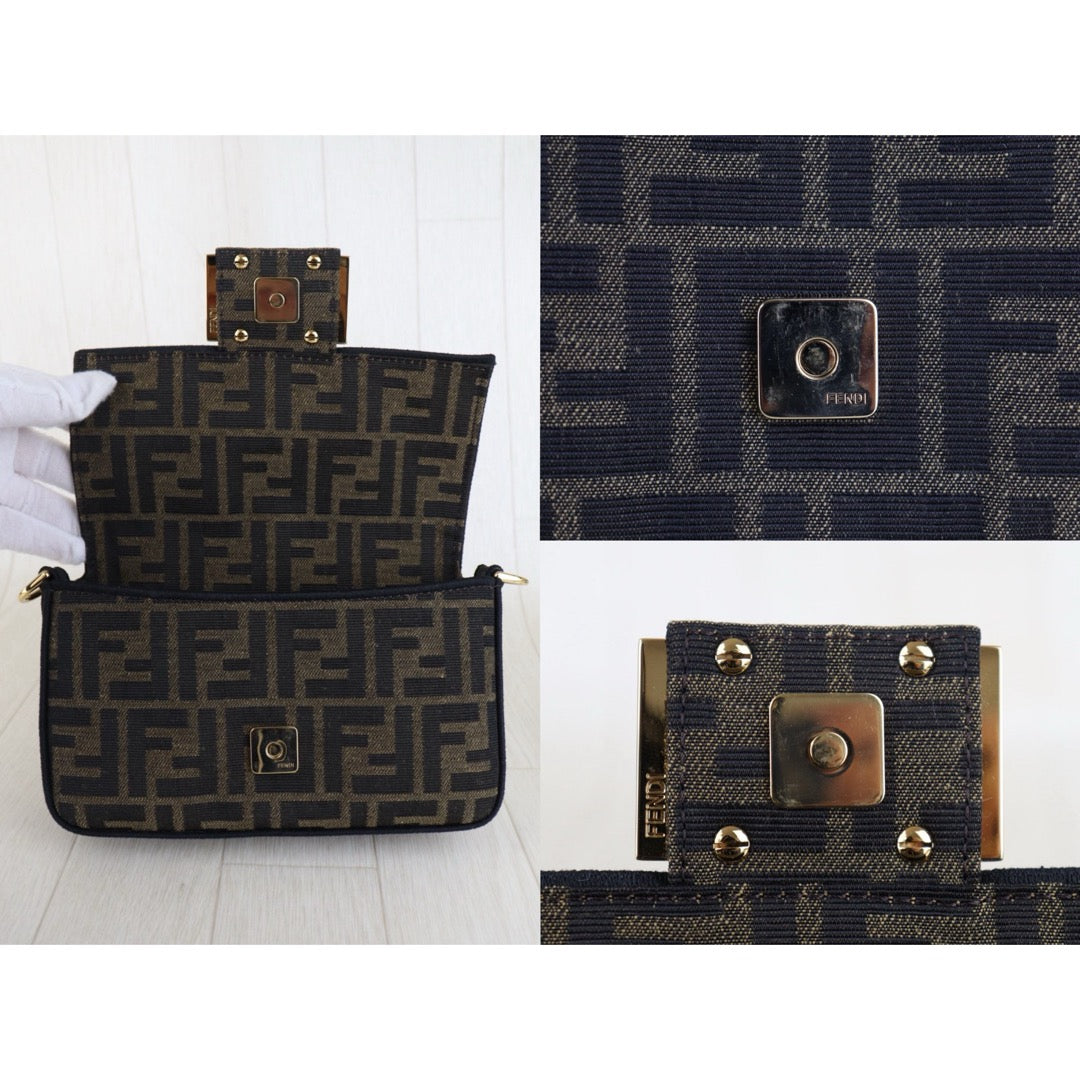 Excellent（Rank SA）｜FENDI Zucca Mamma Baguette Chain Shoulder Bag  Gold Hardware Current Model PM｜S26022617