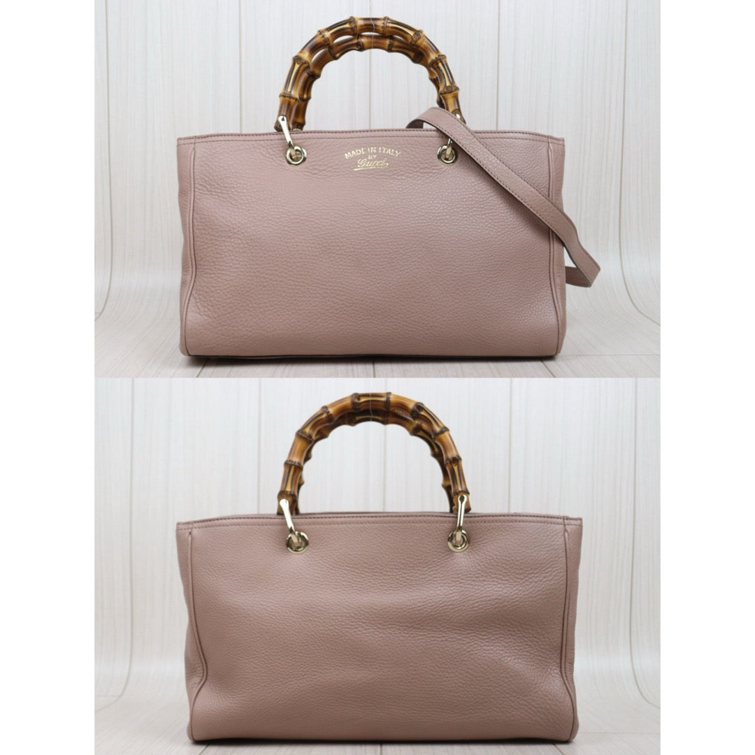 Very Good ( Rank A) ｜  GUCCI Bamboo Calf Leather Pink Tote Bag ｜W25102114