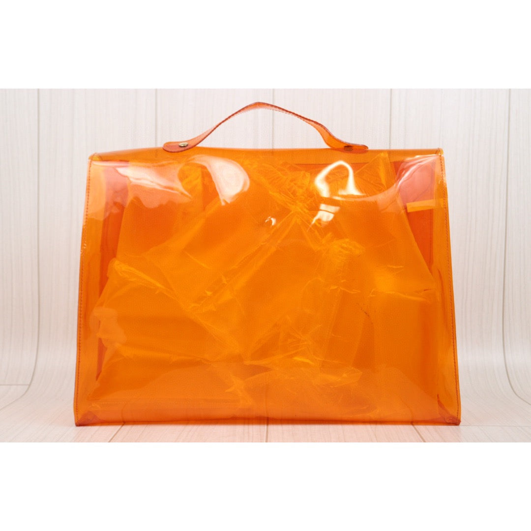 Very Good ( Rank A)｜ HERMES Kelly 40 Orange Vinyl Handbag Limited edition｜25042107