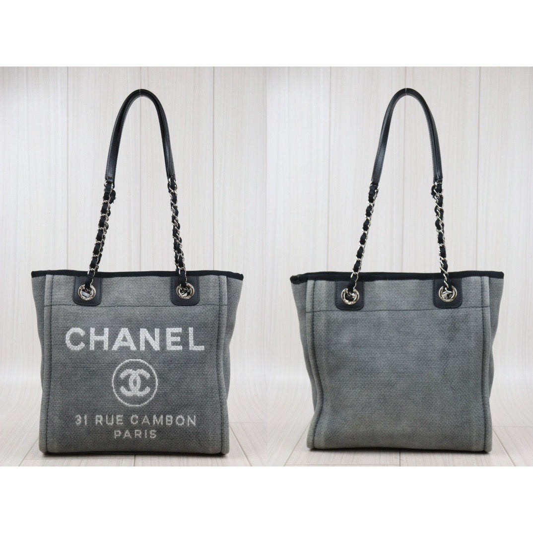 Rank AB ｜ CHANEL Canvas Tote Bag Gray Small｜H24031313