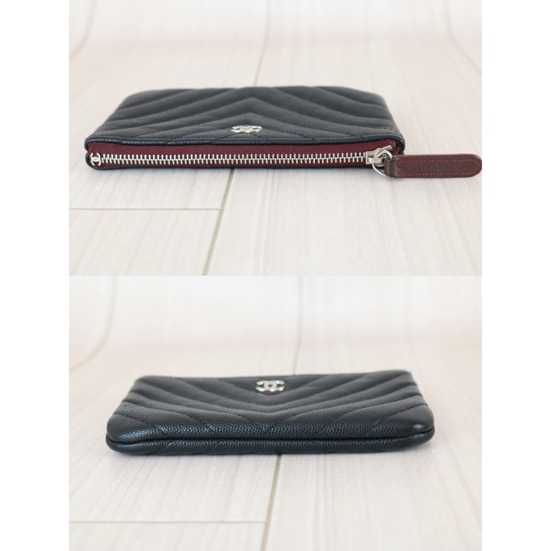 Good ( Rank AB)｜CHANEL Caviar Skin Calf Leather Card Holder Coin Purse Black Made In 2017Year｜X26030107