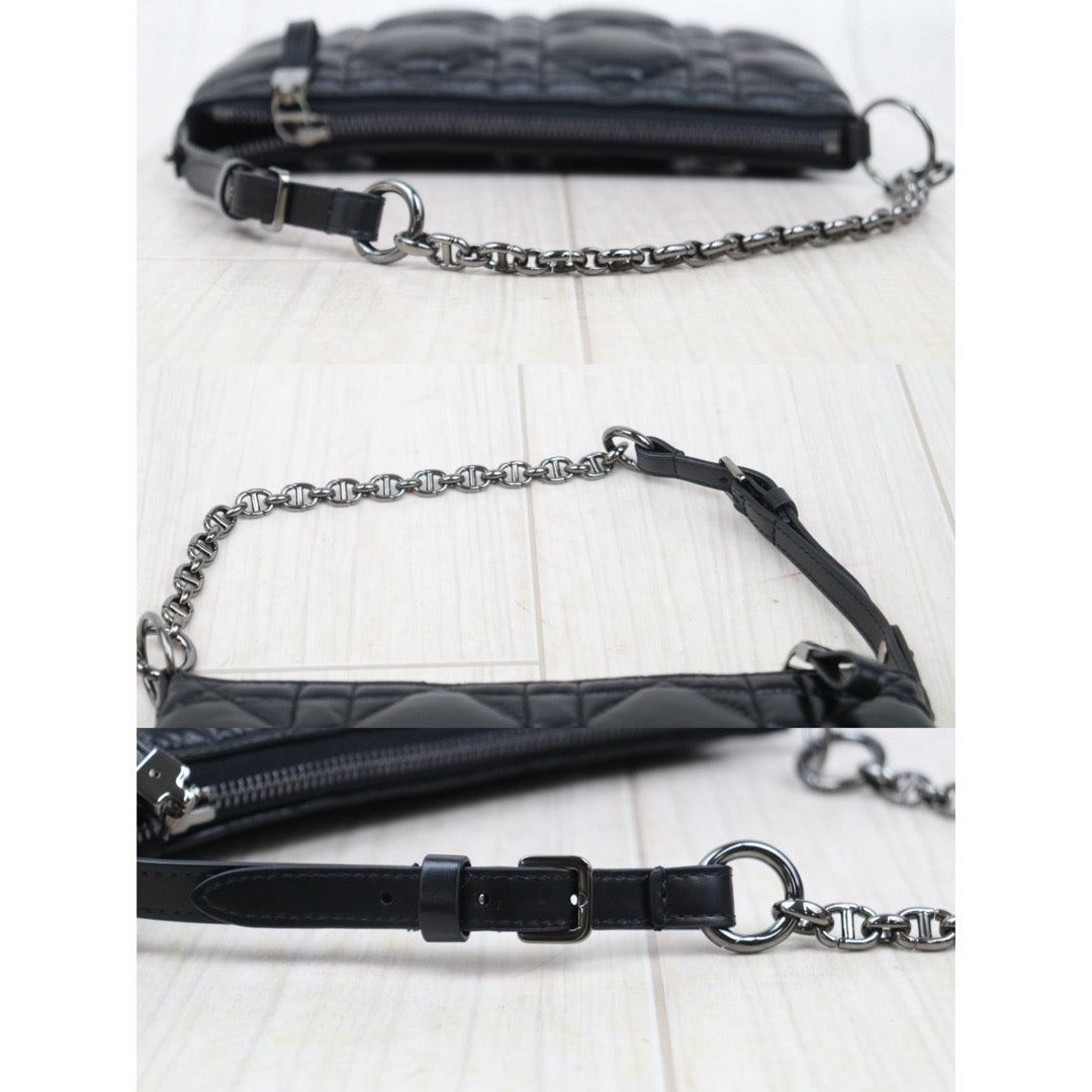 Very Good ( Rank A) ｜Dior Caro Tulip Matelasse Chain Calf Leather Shoulder Bag  Black  ｜P25071806