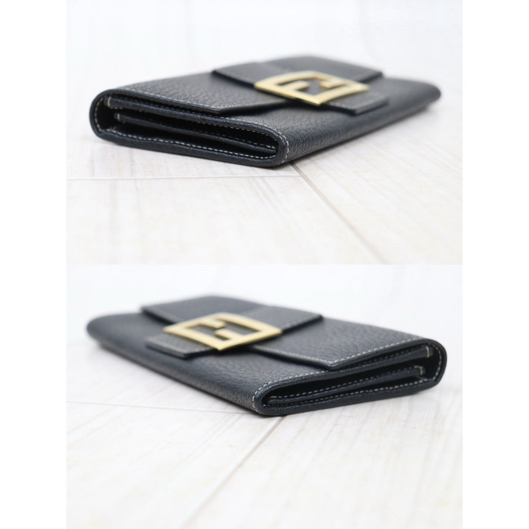 Very Good ( Rank A) ｜ FENDI Leather Calf Black Long Wallet  ｜24120504