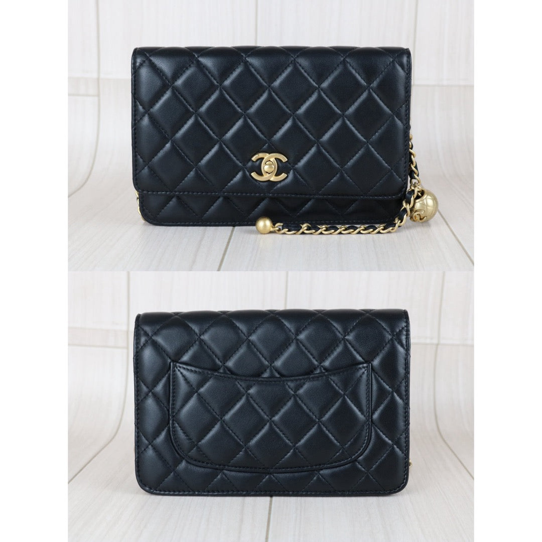 Include Entrupy Certificate of Authenticity｜Very Good ( Rank A)｜ CHANEL Coco Mark Lambskin Golden Chain WOC  Black Made In 2020-2021Year｜S26051512