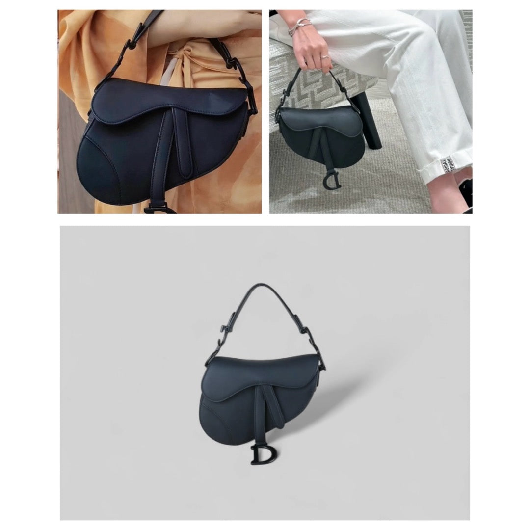 Very Good ( Rank A) ｜  Dior Calfskin Small Saddle Shoulder Bag Black  ｜J25042404