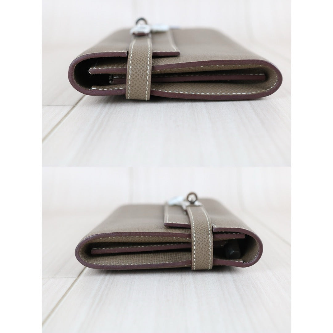 Very Good ( Rank A)｜ HERMES Epsom Kelly Wallet Etoupe Gray A Stamp Made In 2017Year｜W25071028