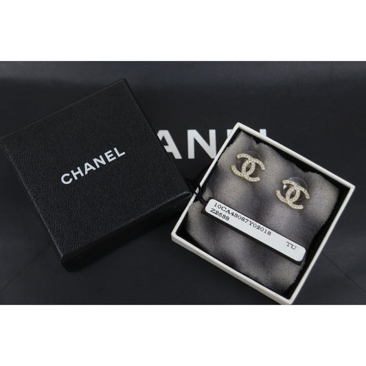 Very Good ( Rank A) ｜ CHANEL 10C Coco Mark  Rhinestone Earrings Made In 2010Year ｜25020402