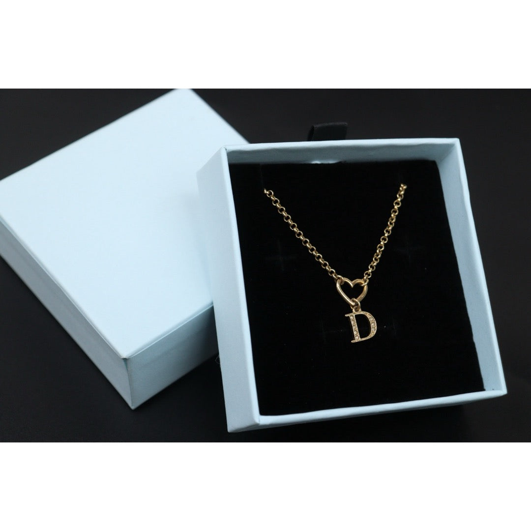 Good ( Rank AB)｜ Dior  Heart＆D Necklace Golden Plated ｜V25071015