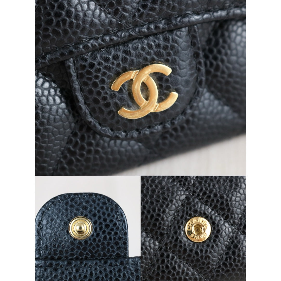 Very Good ( Rank A)｜Chanel Caviar Skin Card Holder  Black Made In 2018-2019Year ｜X25072603