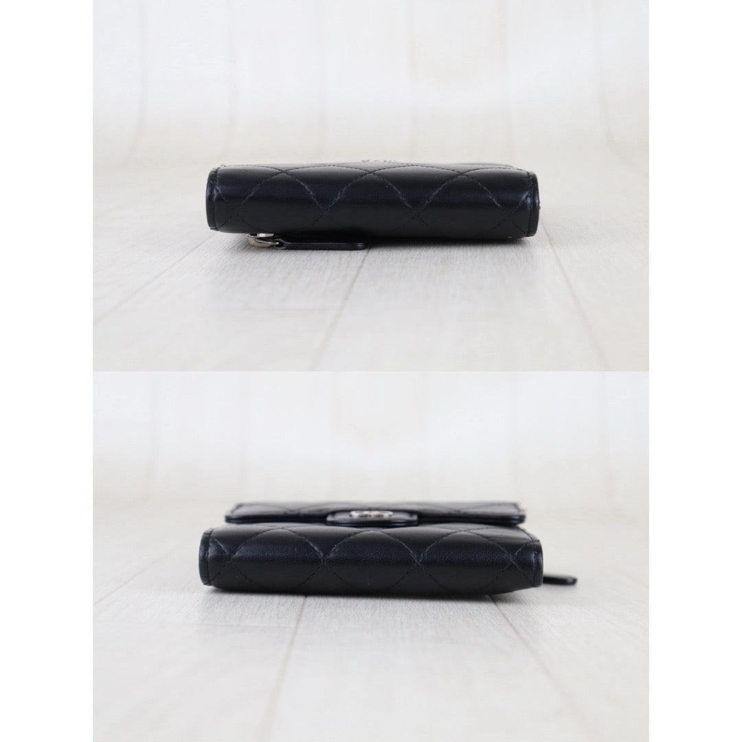 Include Entrupy Certificate of Authenticity｜Very Good ( Rank A)｜CHANEL Lamb Skin Black Wallet Made In 2017-2018Year｜S26052513