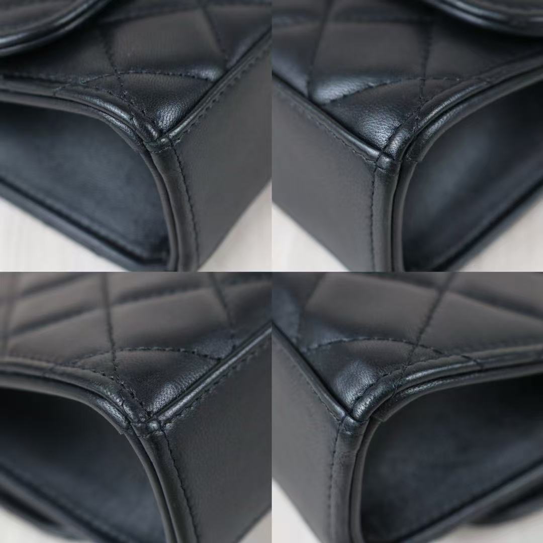 Include Entrupy Certificate of Authenticity｜Very Good ( Rank A)｜ CHANEL Matelasse Chain Lamb Skin Trandy CC mini Box Black Made In 2021-2022Year ｜S26060113