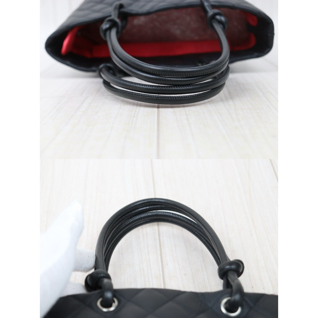 Good ( Rank AB) ｜ CHANEL Cambon Line Mini ToteBag Black White Made In 2004-2005 Year｜24120603