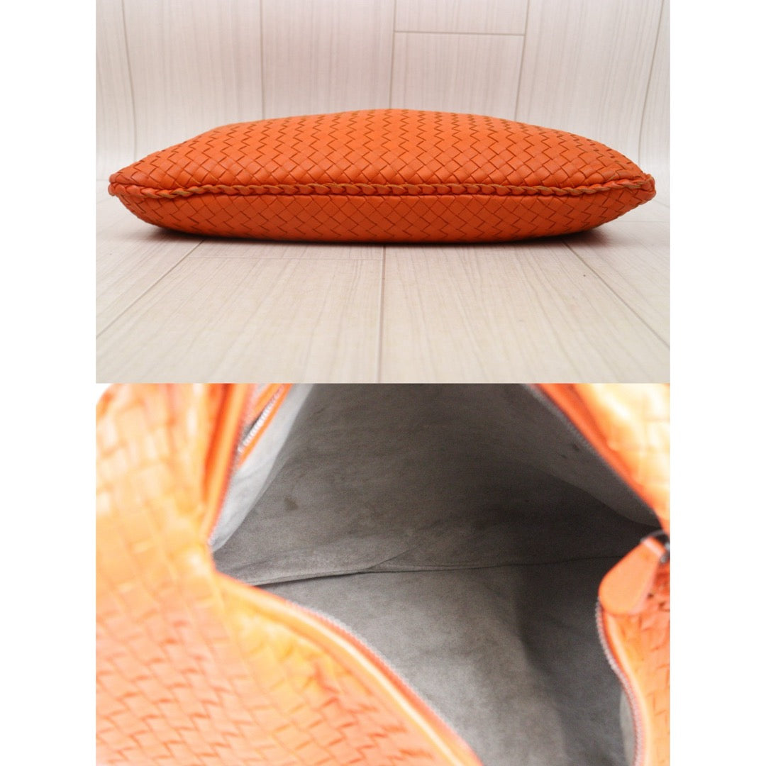 Good ( Rank AB)｜ Bottega Veneta Lamb Skin Braid Shoulder Bag Orange｜P25062704