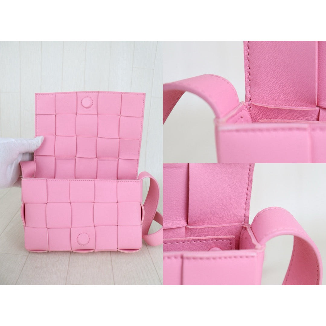 Include Entrupy Certificate of Authenticity｜Very Good ( Rank A)｜ Bottega Veneta Lamb Skin 2020 Cassette Shoulder Bag Pink｜S26041411