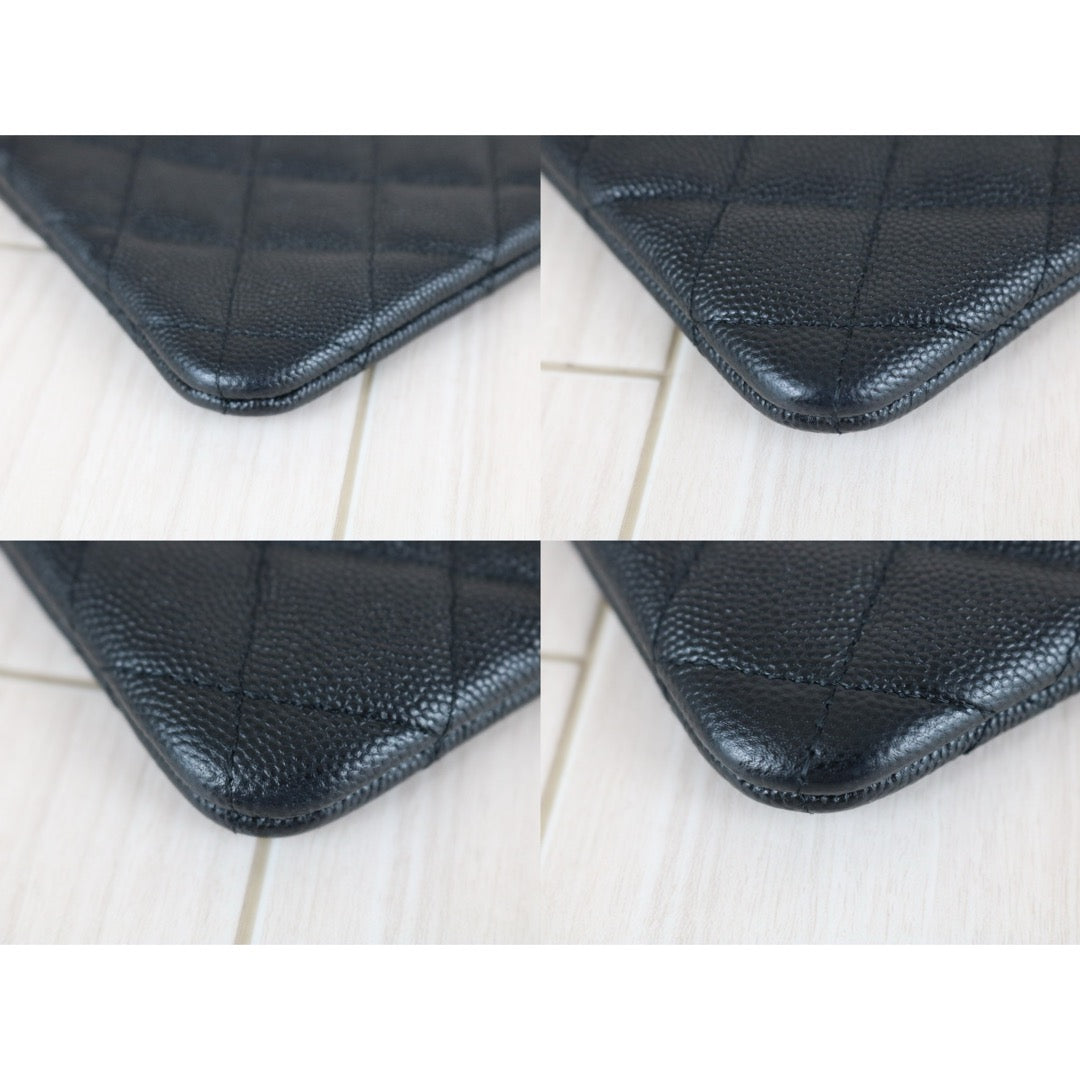 Good ( Rank AB)｜CHANEL Caviar Skin Calf Leather Card Holder Black ｜X25082404