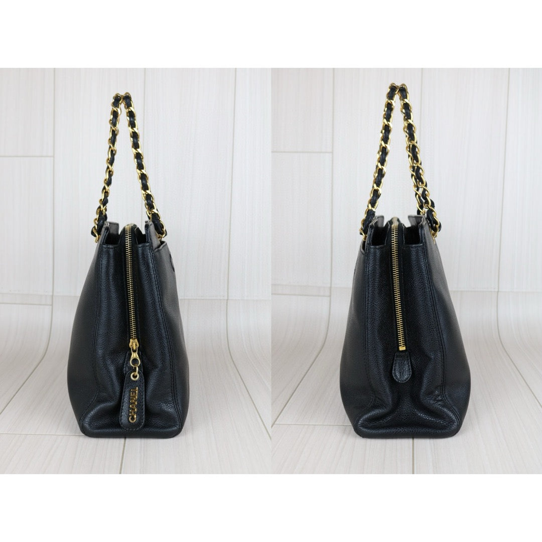 Good ( Rank AB)｜ Chanel Vintage Caviar Skin Black ShoulderBag Made In 1997-1999Year ｜S24122408