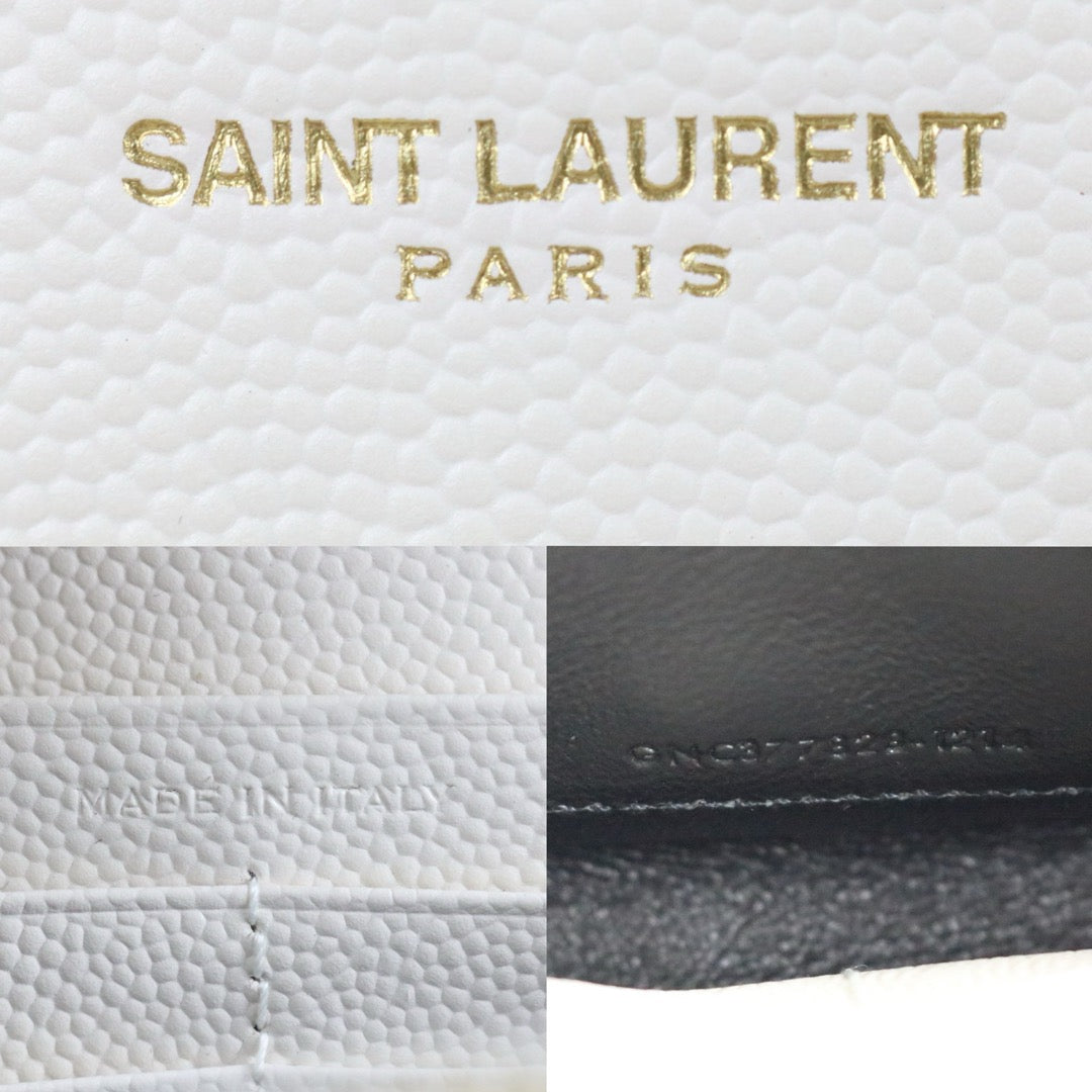 Include Entrupy Certificate of Authenticity｜Very Good ( Rank A)｜ Saint Laurent YSL Caviar Skin Shoulder Bag White MM｜X26041417
