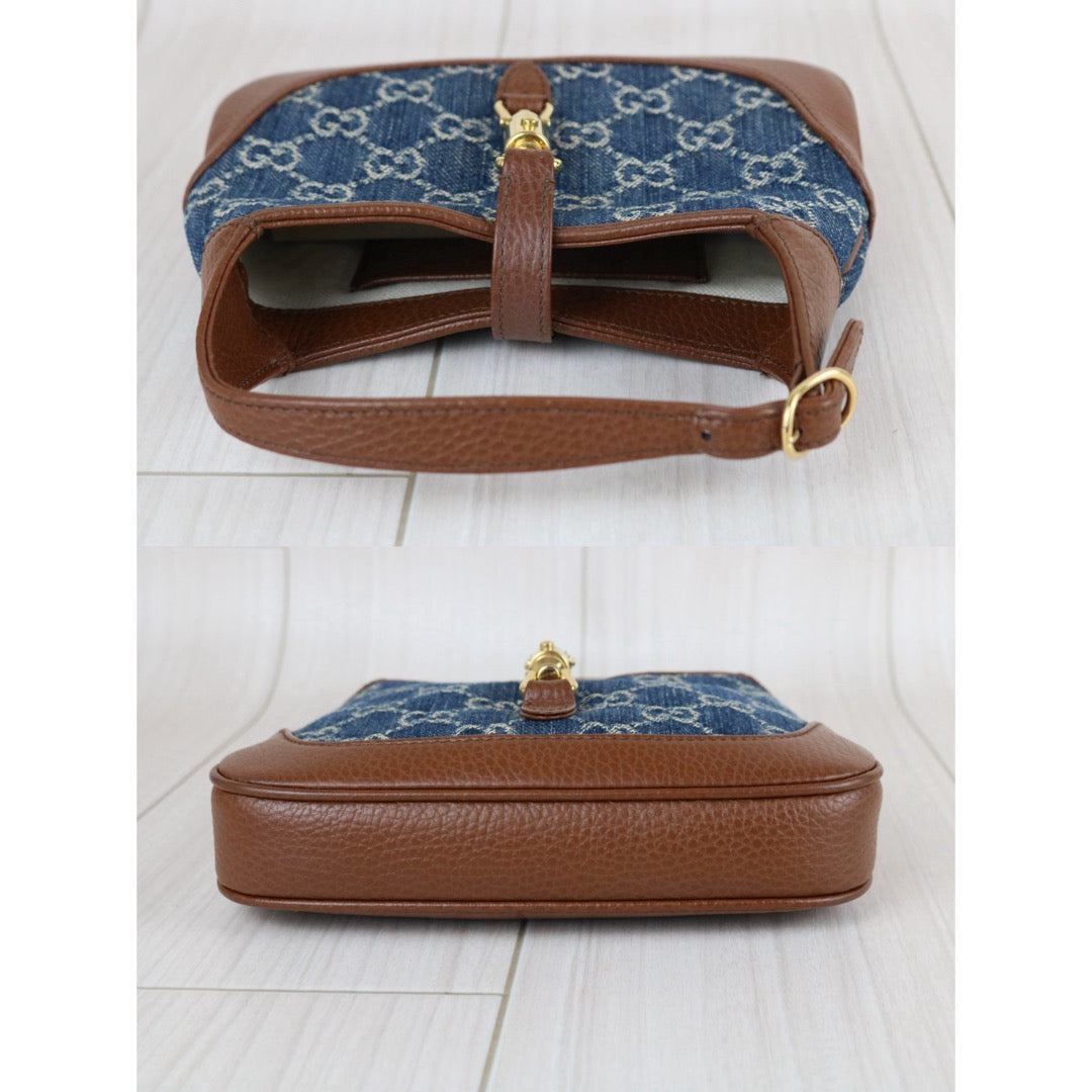 Include Entrupy Certificate of Authenticity｜Very Good ( Rank A) ｜  GUCCI  Monogram Denim Leather Piecing Mini Jackie Handbag With Shoulder Strap｜S26070604