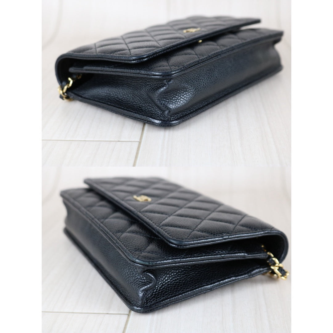 Include Entrupy Certificate of Authenticity｜Very Good ( Rank A) ｜Full Set CHANEL Matrasse Chain Caviar Skin WOC19 Shoulder Bag Black Made In 2020Year ｜S26031903