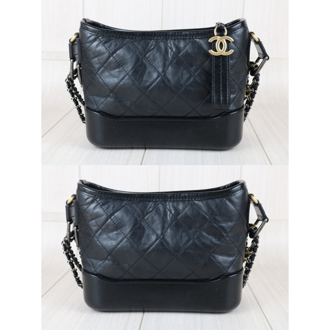 Include Entrupy Certificate of Authenticity｜Very Good ( Rank A) ｜CHANEL PM Gabrielle Calf Leather Shoulder Bag Black Made In 2018Year｜S26050704