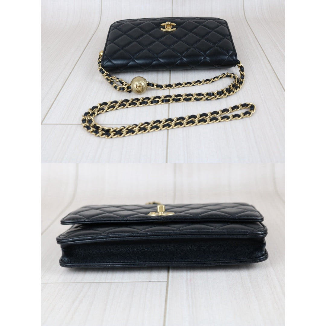 Include Entrupy Certificate of Authenticity｜Very Good ( Rank A)｜ CHANEL Coco Mark Lambskin Golden Chain WOC  Black Made In 2020-2021Year｜S26051512