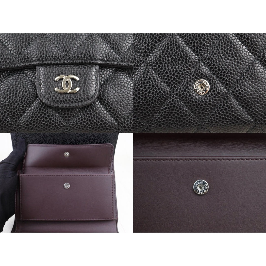 Excellent（Rank SA）｜Full Set Chanel Caviar Skin Black  Wallet Made In 2014Year ｜S25101202