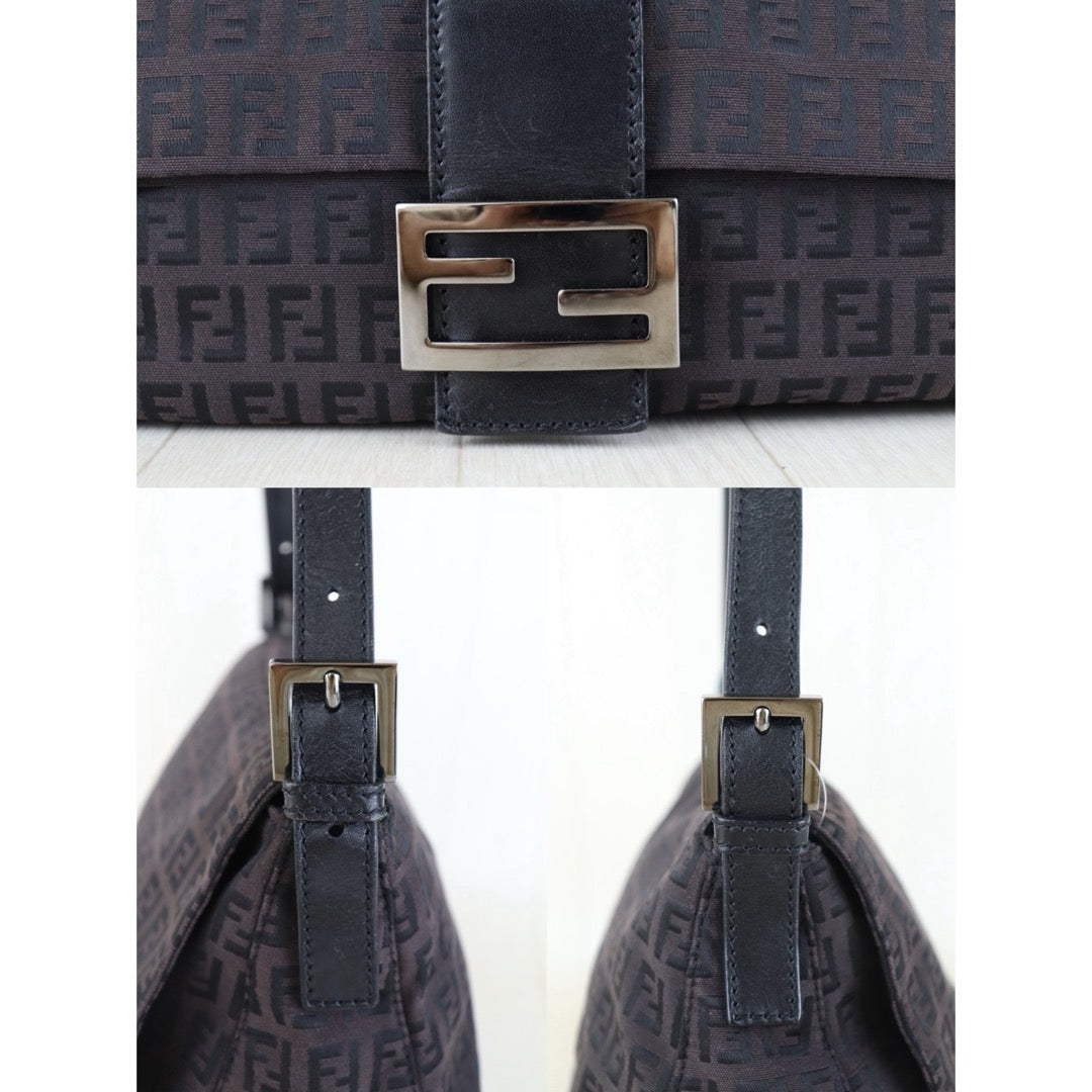 Include Entrupy Certificate of Authenticity｜Good ( Rank AB)｜ FENDI Zucca Mamma Baguette Shoulder Bag Brown｜Z26092102