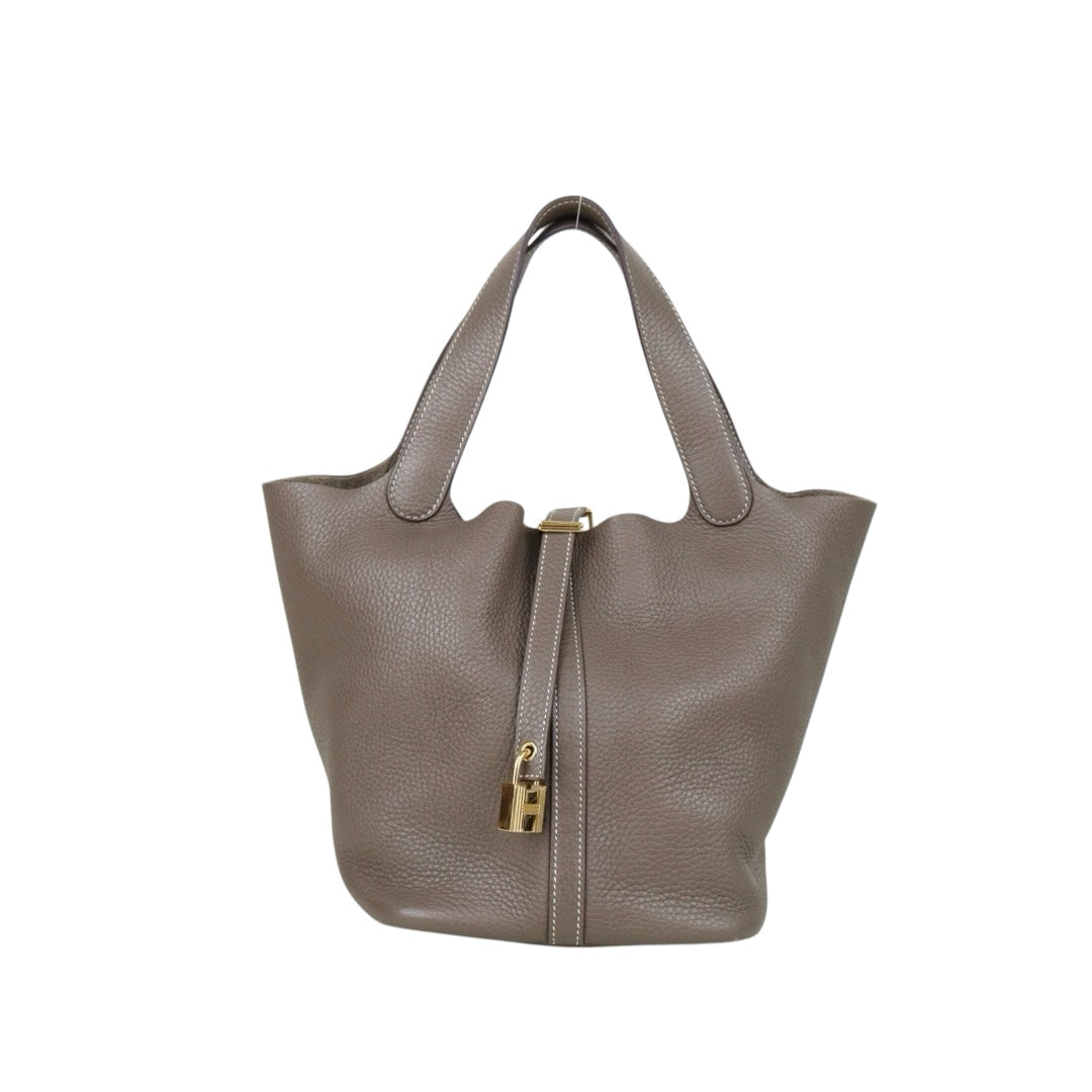 Good ( Rank AB)｜ Hermes Picotin Lock 22 TC Leather HandBag Etoupe Gray Z Stamp Made In 2021 Year｜H25081803
