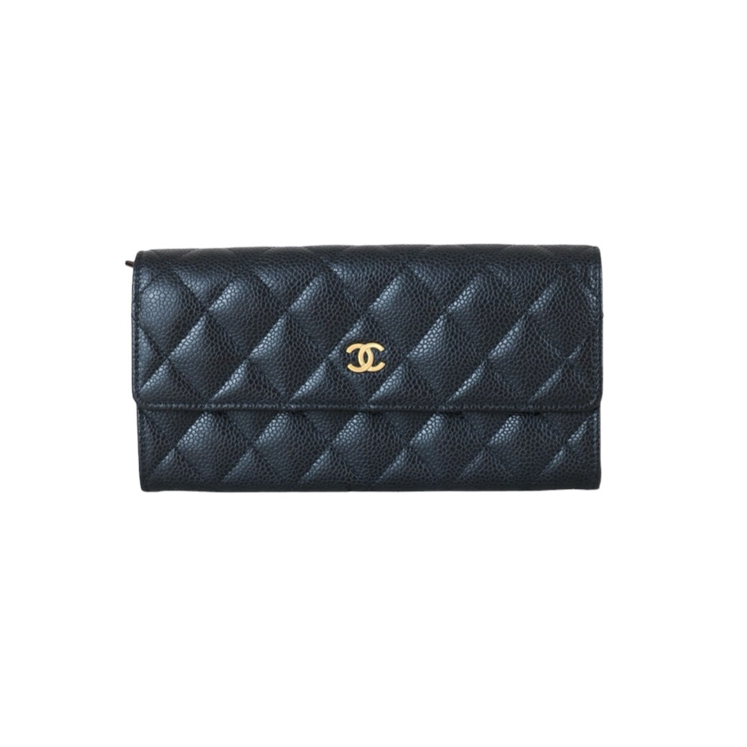 Very Good ( Rank A)｜CHANEL Caviar Skin Black Long Wallet Made In 2014Year｜S25112002