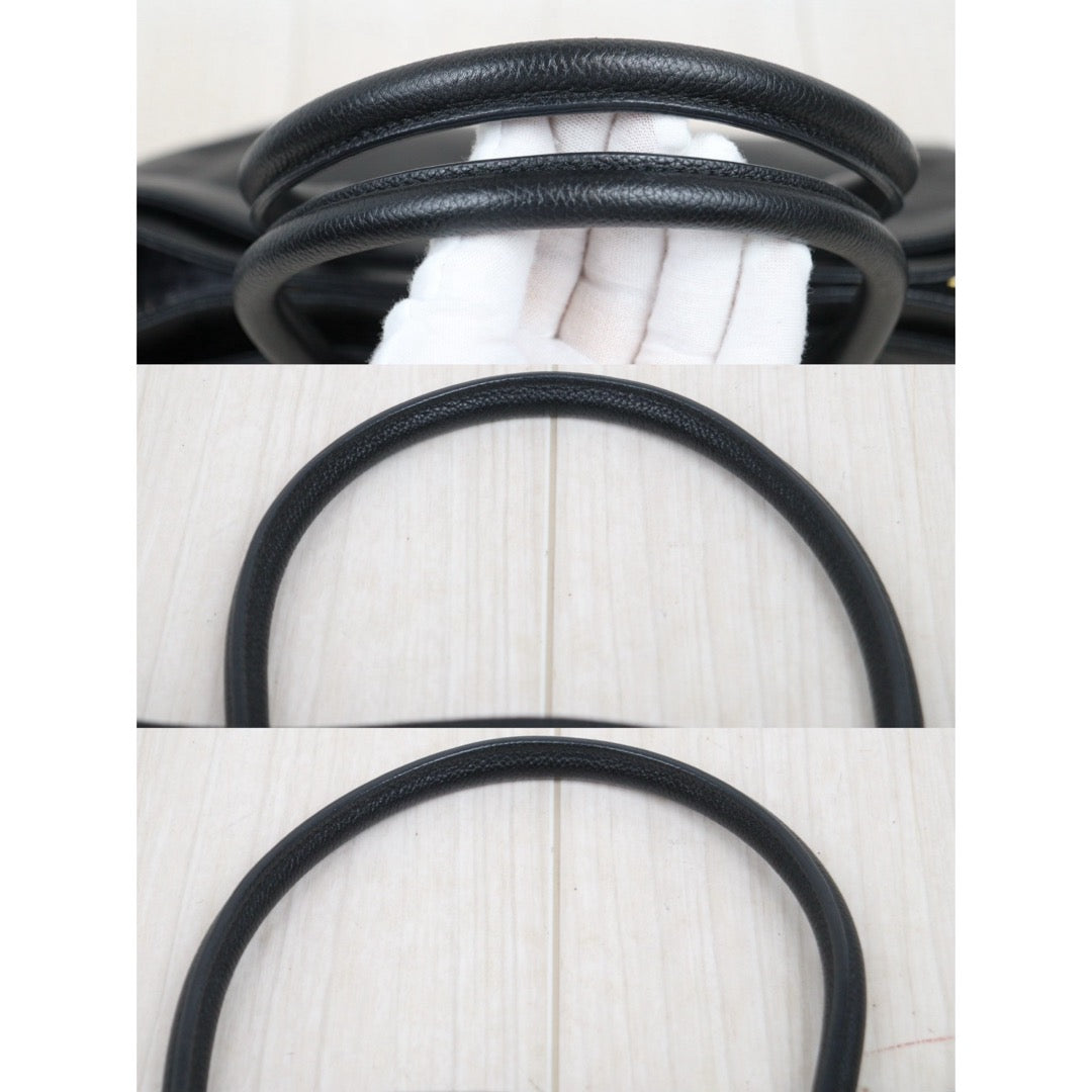 Good ( Rank AB) ｜CHANEL Calf Leather Cerf Tote Shoulder Bag Black Made in 2004-2005Year｜25112502