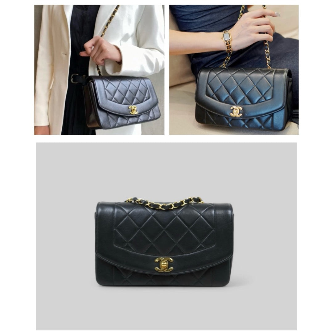 Good ( Rank AB)｜ CHANEL Matrasse Diana 22 Lamb Skin  Chain Bag Made in 1991-1994 Year｜P25031403