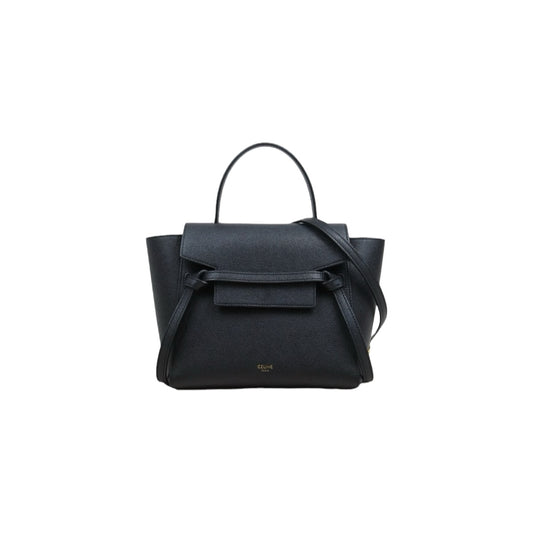 Very Good ( Rank A)｜CELINE Calf Leather Belt Nano Handbag Shoulder Bag Black｜25103108