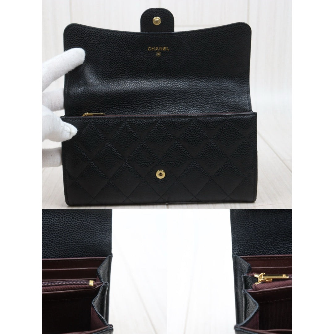 Good ( Rank AB) ｜CHANEL Caviar Skin Black Long Wallet Made In 2019-2020Year｜25112107