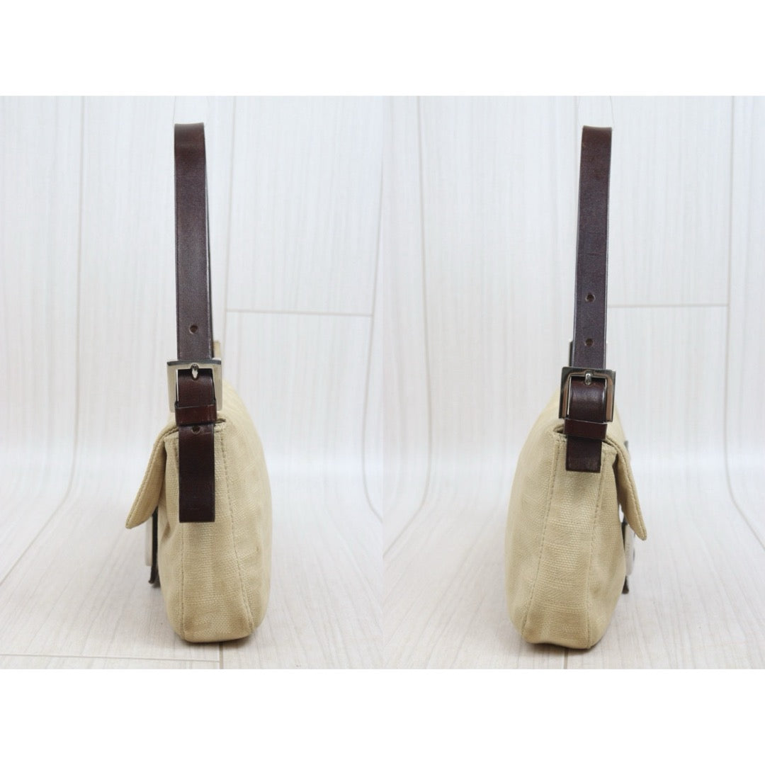 Include Entrupy Certificate of Authenticity｜Fair ( Rank B)｜ FENDI Zucca Mamma Baguette Shoulder Bag Beige｜26070317