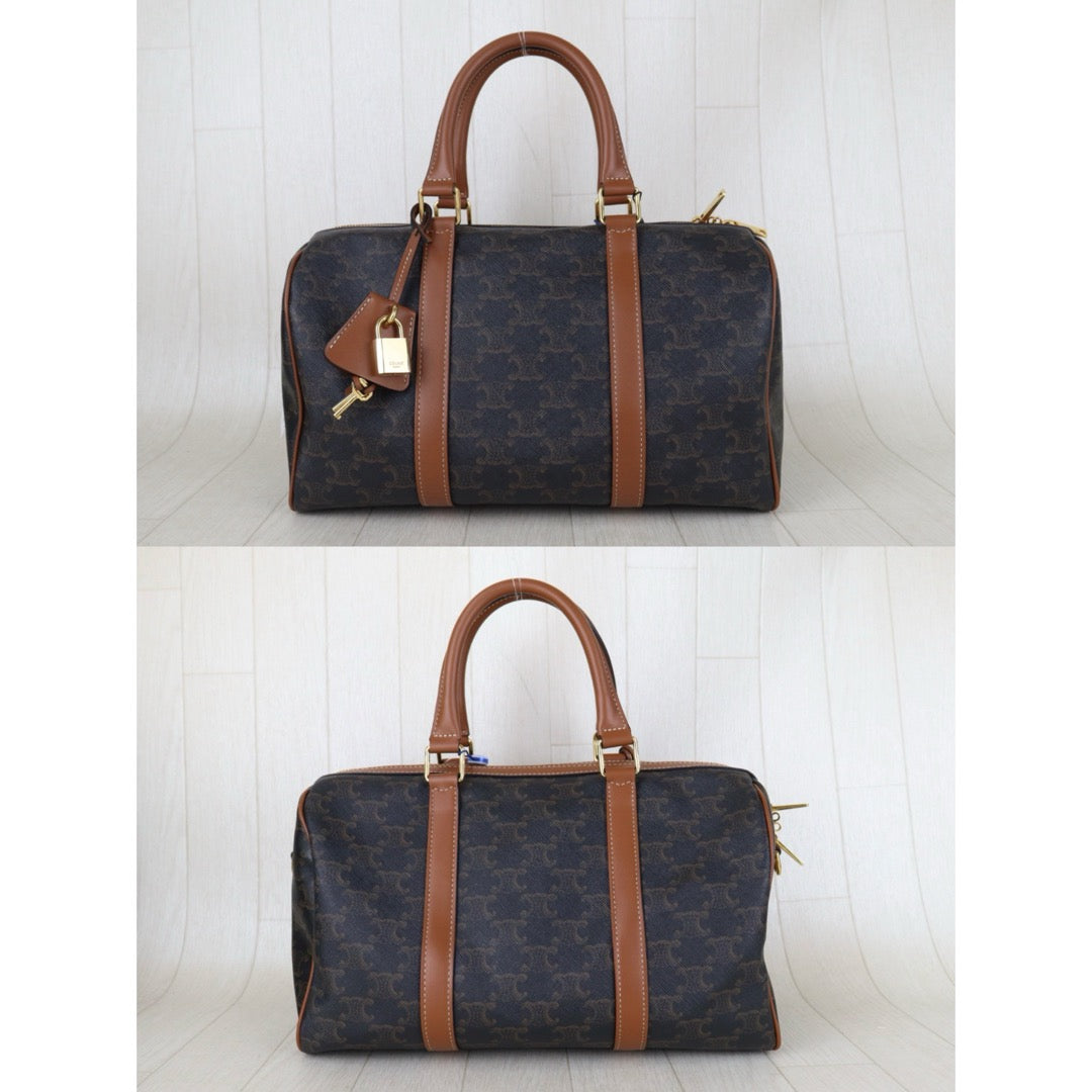 Include Entrupy Certificate of Authenticity｜Good ( Rank AB)｜ Celine Triomphe Boston Hand Bag Shoulder Bag｜S26090708