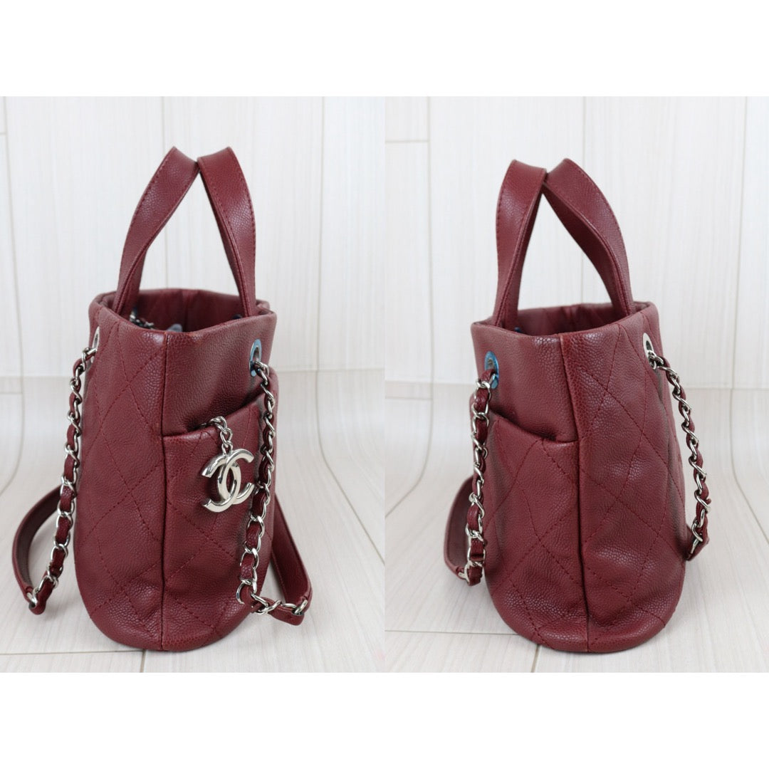 Include Entrupy Certificate of Authenticity｜Very Good ( Rank A)｜ CHANEL Caviar Quilted Medium 2WAY Shopping Tote Bad  Made In 2014-2015Year｜X26100710